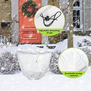 Svepndic 4 Pack Winter Plant Covers Freeze Protection,39X39 Reusable Plant Protector Bag with Drawstring,Winter Plants Jacket Warm Shrubs Cover Blanket Frost Protection for Outdoor Garden Plants
