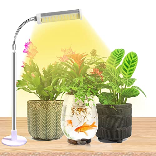 JSYBOY Grow Light for Indoor Plants Plant Lamp for Seedings Succulents Bulbs Full Spectrum Gooseneck Small Plants Growing, Auto On/Off Timing & 5 Dimming (Silver)