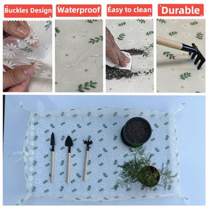 Oraony Potting Mat for Indoor Plants with Tools, Waterproof Clear Transplanting Foldable Planting Mat 17.7x27.6 for Mess Control, Portable Gardening Mat Tray Unique Gift for Plant Lovers