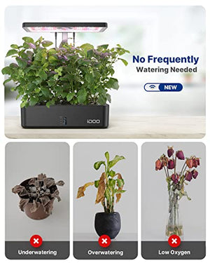 iDOO WiFi 12 Pods Hydroponics Growing System with APP Controlled, Indoor Garden with Pump System, Auto-Timer Smart Garden, Grow Light for Home Kitchen Gardening