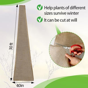 ANPHSIN 30ftx40in Natrual Burlap Plant Covers Freeze Protection, Winter Frost Plant Blankets, Frost Cloth for Outdoor Bushes Trees Potted Plants Cold Weather