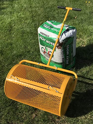 SIMPO Peat Moss Spreader Compost Spreader Lawn & Garden Spreader 24" x 16" x 59" Long Adjustable Handle No-Tool Easy Assembly