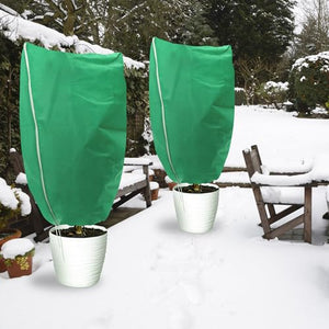 4 Pack Plant Covers Freeze Protection Winter Large Frost Cloth Blankets 2.5oz Thicker Plant Protectors Bag Covers for Outdoor Plants with Zipper Drawstring from Cold Frost Wind Pest, 39.4" x 47.2"