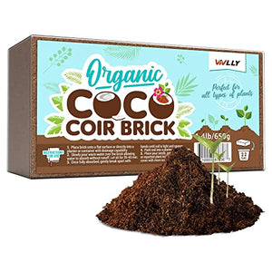 Compressed Organic Coco Coir Brick 1.4 Lb, Coco Fiber for Herbs & Flowers, High Expansion, Renewable Coconut Soil for Planting with Low EC & pH Balance, 1 Pack