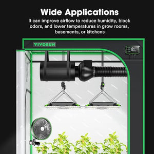 VIVOSUN D4 4 Inch 195 CFM Inline Duct Ventilation Fan HVAC Vent Blower for Hydroponics Grow Tent