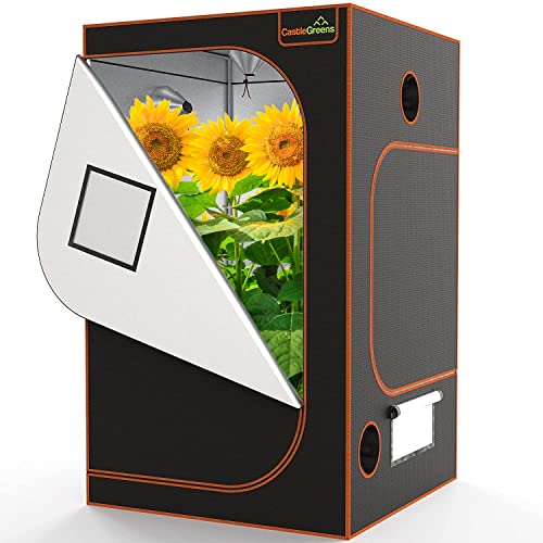 Grow Tent 4x4 Highest Density 1680D, Hydroponic Tent Attached with Enhanced Zippers, Observation Window and Floor Tray, Indoor Growing Tent 48''x48''x80''-CastleGreens