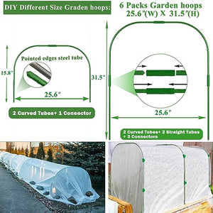 WYRJXYB Plant Covers Freeze Protection Kit 10 x 30Ft with 6Pcs Garden Hoops & 18 Clip-Frost Cloth Plant Blankets Floating Row Cover for Outdoor Plants Raised Bed Greenhouse Winter Frost Sun Protection