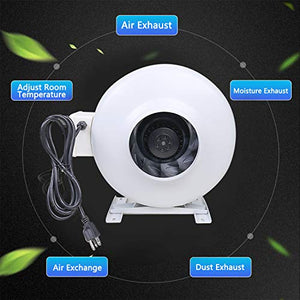 MYOYAY 6 Inch Inline Duct Ventilation Fan 440 CFM Duct Exhaust Blower Centrifugal Fan Turbine Fan for Grow Tent Grounded Power Cord