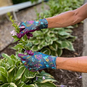 Wells Lamont Women's Botanical Print Nitrile Coated Work and Gardening Gloves, Medium (497M)