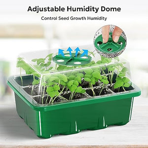 MIXC 10 Packs Seed Starter with Humidity Dome (120 Cells Total Tray) Growing Starting Seed Starting Trays Plant Starter and Base Mini Greenhouse Germination Kit