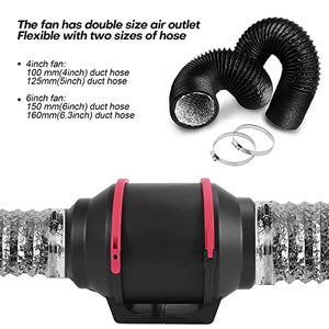 Boshen 8 Inch Inline Duct Fan 735 CFM Low Noise Grow Tent Hydroponics Fan Vent Blower Ventilation Intake Exhaust Fan for Grow Tents Hydroponics Kitchen Airflow Booster (8 Inch)