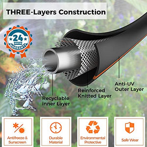 Giraffe Tools Leader Hose 5/8" x 6ft, Custom Length, No Kink, Flexible, Leakproof Water Hose, Double Female Fittings, 600 Burst PSI, 6ft, Black Orange