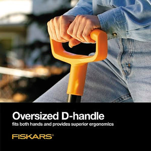 Fiskars Square Garden Spade Shovel - 46" - Steel Flat Shovel with D-Handle - Garden Tool for Digging, Lawn Edging, Pruning - Heavy Duty Weed Puller Tool - Black/Orange