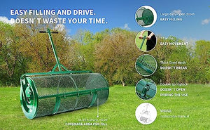 KENDIYAS Lawn & Garden Spreaders - 44 Inch Compost Spreader with Improved T Shape Handle - Spreader for Top Dressing Compost, Fertilizer, Mulch and Soil-Strong and Lightweight Material for Basket