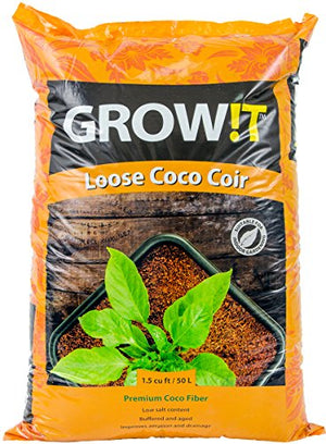 Hydrofarm Grow!T JSCMIX15 Coco Coconut Fiber Garden Soilless Growing Medium Soil Alternative, Conditioner, and Base, 1.5 Cubic Foot Spread, 24 Pound Bag