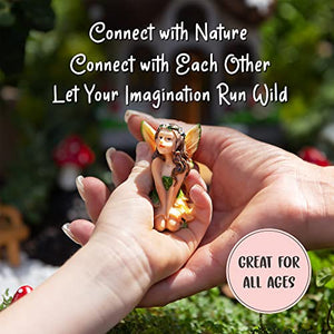 WILD PIXY Garden Kit - Glow in The Dark Fairy Accessories Set, 7.1" Fairy House with Opening Door and Solar LED Light, Glow Stones, Garden Decorations for Indoor or Outdoor