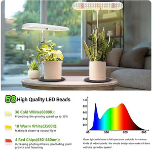FOXGARDEN Grow Light, Full Spectrum Desktop Grow Lamp with Base, Bright LED Plant Light with Auto On/Off Timer 4/8/12H, 4 Dimmable Brightness, Height Adjustable, Ideal for Indoor Plants