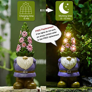Nacome Solar Gnome Statue for Garden Decor - Dwarf Sculpture for Home Decorations Indoor/Outdoor Patio Lawn Ornament, Balcony/Yard Decor,Garden Gifts for Mom/Grandma/Women