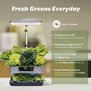 iFarm Hydroponics Growing System 28 Pods Indoor Garden, App Control 35W Grow Light,Plants Germination Kit,Water Shortage Alarm,Silent Pump Automatic Herb Garden(Lettuce Seeds) for Family