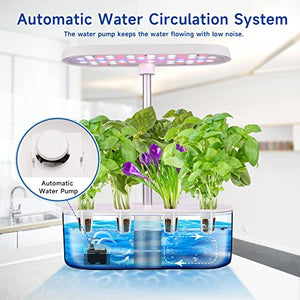 Hydroponics Growing System 8 Pods, Indoor Herb Garden, Plant Growing Gardening kit, 25W 3 Color Plant Growth Light, Smart Cycle Timing Function, Up to 7in Height, Gift for Family Home Kitchen