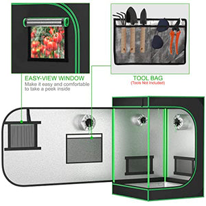 JupiterForce Grow Tent with Observation Window and Floor Tray, High Reflective Mylar Hydroponic Growing Room for Home, Plant Growing, Black, 24"x24"x36"