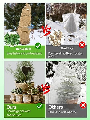 ANPHSIN 30ftx40in Natrual Burlap Plant Covers Freeze Protection, Winter Frost Plant Blankets, Frost Cloth for Outdoor Bushes Trees Potted Plants Cold Weather