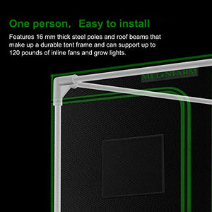 MELONFARM 2x2 Grow Tent, 24"x24"x48'' High Reflective 600D Diamond Mylar Canvas with Observation Window and Floor Tray for Hydroponic Indoor Plant Growing