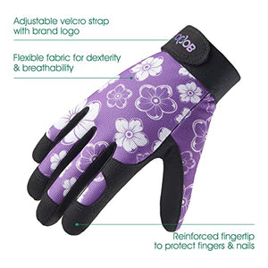COOLJOB Small Gardening Gloves for Women, Thorn Proof Garden Gloves for Ladies, Rose Pruning Puncture Proof Working Gloves, Non-slip for Heavy Duty Work, One Pair S, Purple