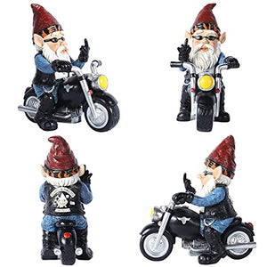 JHWKJS Garden Gnome Riding Motorcycle Funny Outdoor Gnome Decoration Indoor Outdoor Lawn Figurines for Home Yard Décor, Medium