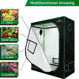 GA Grow Tent 48"x24"x60" 4'x2' Reflective Mylar Hydroponic Grow Tent with Observation Window and Waterproof Floor Tray for Indoor Plant Growing 2x2 3x3 4x4 (48x24x60)