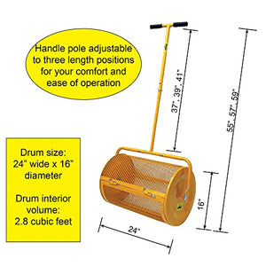 SIMPO Peat Moss Spreader Compost Spreader Lawn & Garden Spreader 24" x 16" x 59" Long Adjustable Handle No-Tool Easy Assembly