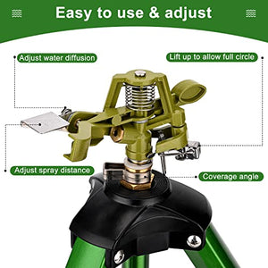 Keten Impact Sprinkler on Tripod Base, Tripod Sprinkler with 300 Degree Large Area Coverage, Extra Tall Heavy Duty Water Sprinkler for Lawn/Yard/Garden