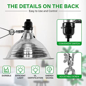 Simple Deluxe 2-Pack Clamp Lamp Light with 8.5 Inch Aluminum Reflector up to 150 Watt E26 (no Bulb Included), Silver and Black