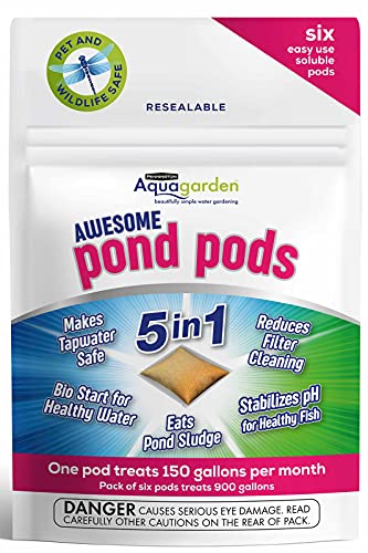 Pennington Aquagarden Awesome Pond Pods, Eats Pond Sludge, Makes Tapwater Safe, Reduces Filter Cleaning - 6 Pack,Brown