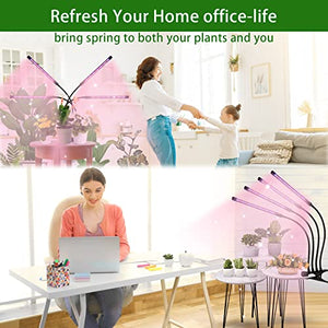 Shyineyou Grow Lights for Indoor Plants Full Spectrum,80 LEDs Plant Light for Indoor Plants with 3/9/12H Timer,4 Heads Clip On Plant Grow Light with 3 Modes,20%-100%
