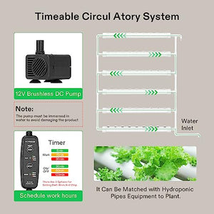 VIVOSUN Hydroponic Grow Kit, 54 Plant Sites 6 Food-Grade PVC-U Pipes Hydroponics Planting System with Water Pump, Pump Timer, Nest Basket and Sponge for Leafy Vegetable