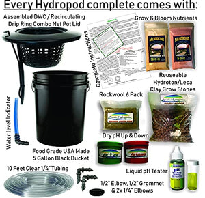 The Atwater HydroPod - Standard A/C Powered DWC Deep Water Culture/Recirculating Drip Hydroponic Garden System Kit - Bubble Bucket - Bubbleponics - Grow Your Own! Start Today! Nutrients are Included!