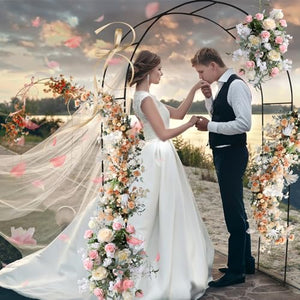 Adorox 7.5 Ft Metal Arch (Two Way Assemble) for Wedding Garden Bridal Party Decoration Arbor (Black)
