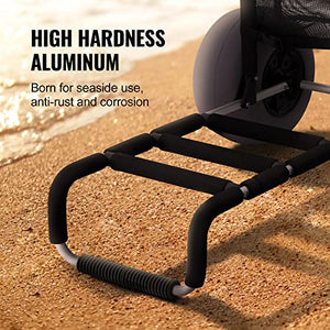 VEVOR Beach Carts for Sand, 23" x 15" Cargo Deck, w/ 12" TPU Balloon Wheels, 165LBS Loading Folding Sand Cart & 33.1" to 51.6" Adjustable Height, Aviation Aluminum Cart for Picnic, Fishing, Beach