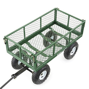 Gorilla Carts GOR400-COM Steel Garden Cart, Steel Mesh Removable Sides, 3 cu ft, 400 lb Capacity, Green