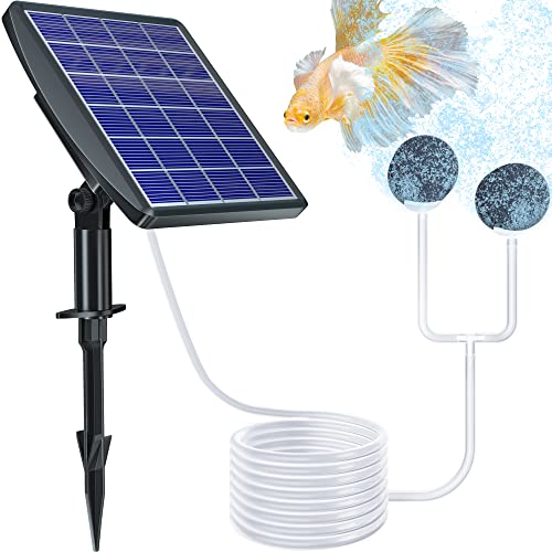 NFESOLAR Solar Pond Aerator, 2 Modes Battery Powered Solar Aerator for Ponds Outdoor, Solar Aquarium Air Pump Pool Aerator for Small Fish Pond Stock Tank Hydroponics Wildlife
