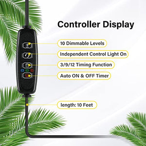 iPower 60W LED Plant Grow Light Strips Full Spectrum for Indoor Plants with Auto ON/Off 3/9/12H Timer, 10 Dimmable Levels 48 LEDs, Sunlike Grow Lamp for Hydroponics Succulent, 4 Tubes, Mix