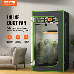 VEVOR Inline Duct Fan, 4-Inch 200 CFM with Variable Speed Controller, Quiet AC-motor Ventilation Exhaust Fan for Cooling Booster, Grow Tents, Hydroponics