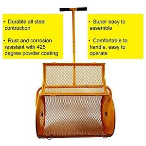 SIMPO Peat Moss Spreader Compost Spreader Lawn & Garden Spreader 24" x 16" x 59" Long Adjustable Handle No-Tool Easy Assembly