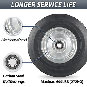GICOOL 10" x 2.5" Flat Free Solid Rubber Tire with 5/8" Axle Bore Hole, 2 1/4" Offset Hub, Replacement 4.10/3.50-4" for Hand Truck Dolly Trolley WheelbarrowGarden Wagon Cart Generator, 2 Pack