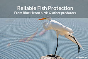 AlpineReach Koi Pond Netting Kit 15 x 20 ft Black Heavy Duty Woven Fine Mesh Net Cover for Leaves - Protects Koi Fish from Blue Heron Birds, Cats & Predators – Reusable & Stakes Included