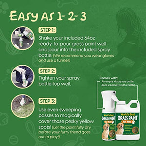 PetraTools Grass Paint for Pets, Ready-to-Use Green Grass Lawn Spray & Dog Spot Grass Repair & Grass Paint for Lawn, Lawn Paint Leak-Proof Bottle with 64oz Green Grass Spray for Lawn & Turf Paint