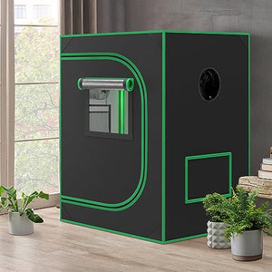 JupiterForce Grow Tent with Observation Window and Floor Tray, High Reflective Mylar Hydroponic Growing Room for Home, Plant Growing, Black, 24"x24"x36"