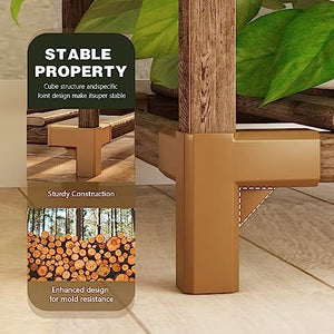 Bamworld Plant Stand Indoor Outdoor Hanging Plants Shelf Tall Large Plant Holder Wood for Living Room Plant Rack Indoor Multiple Plants Patio Balcony Garden