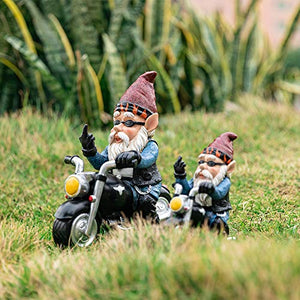 JHWKJS Garden Gnome Riding Motorcycle Funny Outdoor Gnome Decoration Indoor Outdoor Lawn Figurines for Home Yard Décor, Medium